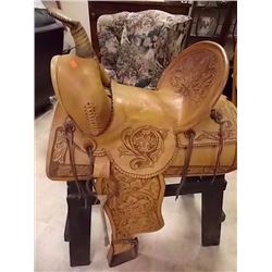 WESTERN SADDLE - HAND TOOLED - LIKE NEW