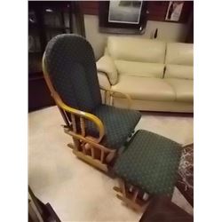 GREEN HONEY OAK GLIDER ROCKER WITH OTTOMAN