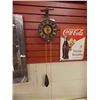 Image 1 : FOLK ART WALL CLOCK WITH CAST IRON WEIGHTS