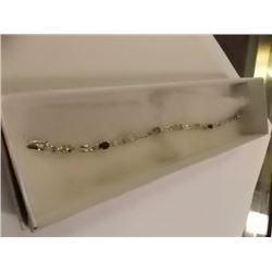 BRACELET - MULTI-GEMSTNE & DIAMOND IN STERLING SILVER WITH SCALLOP BOX DESIGNED LINKS  - INCLUDES CE