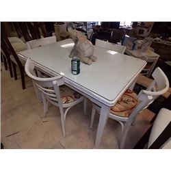 TABLE & 4 CHAIRS - UPHOLSTERED SEATS -SCISSOR LEAF 1930'S