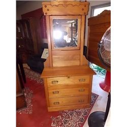 VINTAGE EAST LAKE QUEBEC ASH DRESSER WITH MIRROR - CIRCA 1870