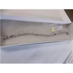 BRACELET - 6 MARQUIS FACETED MULTI GEMSTONES & DIAMOND IN STERLING SILVER SETTING - RETAIL ESTIMATE 