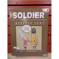 MEMORABILIA - METAL SIGN - SOLDIER RED NECK