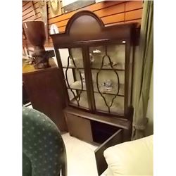 VINTAGE CHINA CABINET - 80" TALL - GLASS 2 CRACKS