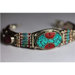 Tibet Hand Made Turquoise, Coral Bracelet