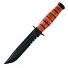 Image 1 : Ka-Bar 1252  USMC Short 5.25" Fxd 1095 Cro-Van Clip Point Serr Lthr Hndl Sheath