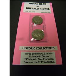 2 BUFFALO NICKELS