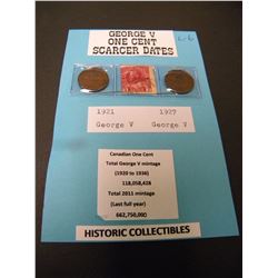 GEORGE V ONE CENT SCARCER DATES