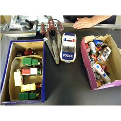 3 VINTAGE TOYS/2 BOXES OF SMALLER TOYS