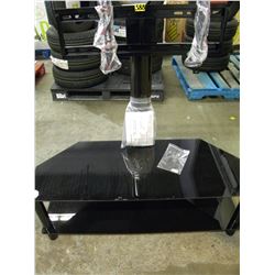 2 TIER GLASS DARK TV STAND WITH BACK MOUNT