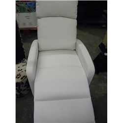 WHITE LEATHER CONTEMPORARY RECLINER