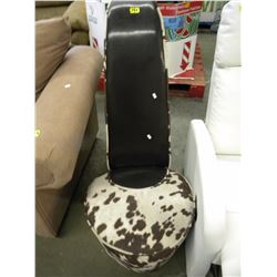 LEATHER & CLOTH SLIPPER CHAIR