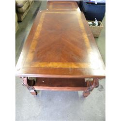 LARGE INLAYED COFFEE TABLE WITH MATCHING END TABLE