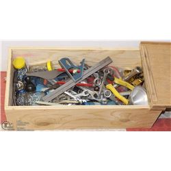 ESTATE WOOD BOX FULL OF TOOLS