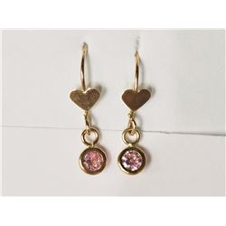 #7-10KT YELLOW GOLD PINK CUBIC ZIRCONIA EARRINGS