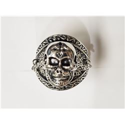 #9-STERLING SILVER SKULL MEN'S RING