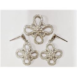 #13-STERLING SILVER CRYSTAL FLOWER SHAPED SET