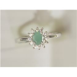 #16-STERLING SILVER EMERALD CUBIC ZIRCONIA RING