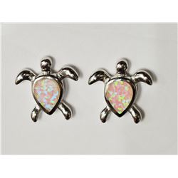 #21-STERLING SILVER OPALITE TURTLE SHAPE EARRINGS