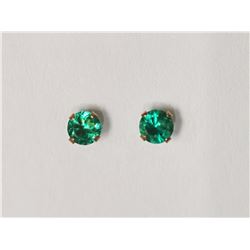 #29-10KT YELLOW GOLD GREEN CRYSTAL EARRINGS