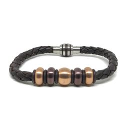 #30-BROWN LEATHER BEAD BRACELET