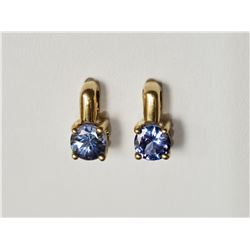#32-14KT YELLOW GOLD TANZANITE EARRINGS