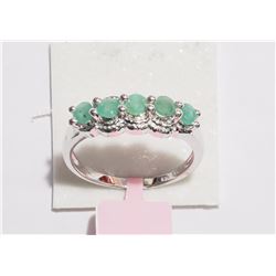 #36-STERLING SILVER EMERALD(0.70CT)RING