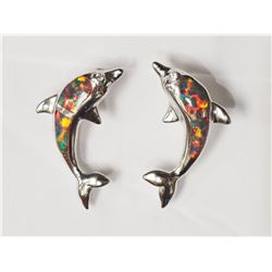 #40-STERLING SILVER OPALITE DOLPHIN SHAPED