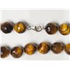 Image 2 : #50-STERLING SILVER TIGER EYE(14MM)NECKLACE