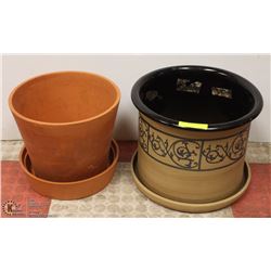 2 STONE PLANTERS & BASES