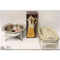2 SILVER TONED SERVING CHAFING DISHES