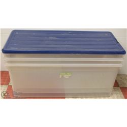 3 CLEAR TOTES WITH LOCKING LIDS
