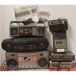 BOX WITH GHETTO BLASTERS, RADIOS