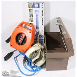 BOX W/ LOCK BOX, SHOWER HEAD AND MORE