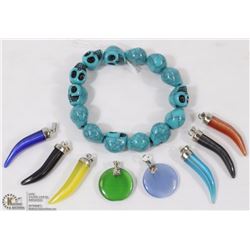 TURQUOISE SKULL BEAD BRACELET SOLD WITH NATURAL