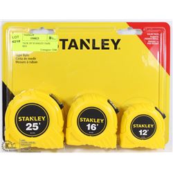 NEW 3 PACK OF STANLEY TAPE MEASURES