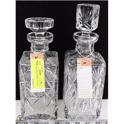 2  PIN WHEEL DECANTERS 10" & 11" TALL