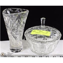 3 PC CRYSTAL SET - CANDY DISH WITH LID 3"H X 5.5"