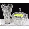Image 1 : 3 PC CRYSTAL SET - CANDY DISH WITH LID 3"H X 5.5"