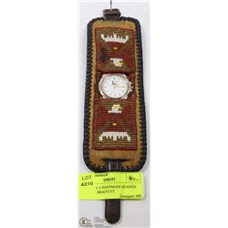 WATCH IN A HANDMADE BEADED LEATHER BRACELET