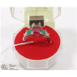 46-RUBY,EMERALD,CZ .925 STERLING SILVER