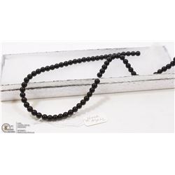 36-BLACK AGATE LOOSE BEAD NECKLACE