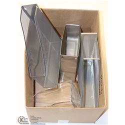 BOX OF ASSORTED FILING TRAYS ETC