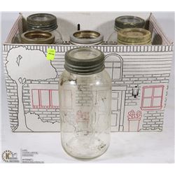 BOX OF 6 VINTAGE JARS 4 WITH LIDS
