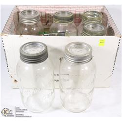 BOX OF 6 VINTAGE JARS 5 WITH LIDS