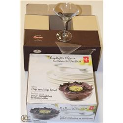 BOX WITH 6 MARTINI CRYSTERNA GLASSES & NEW CHIP
