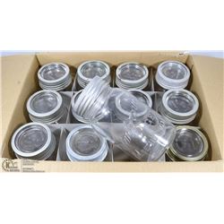 BOX OF TWELVE VINTAGE MASON JARS WITH LIDS