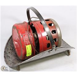 VINTAGE COLEMAN 3000BTU HEATER AND LOG HOLDER