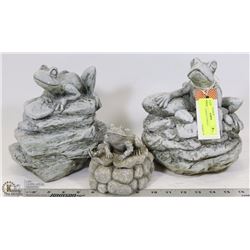3 STONE GARDEN FROGS